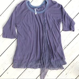 Monoreno Boho Layered Mixed Media Top, L, EUC